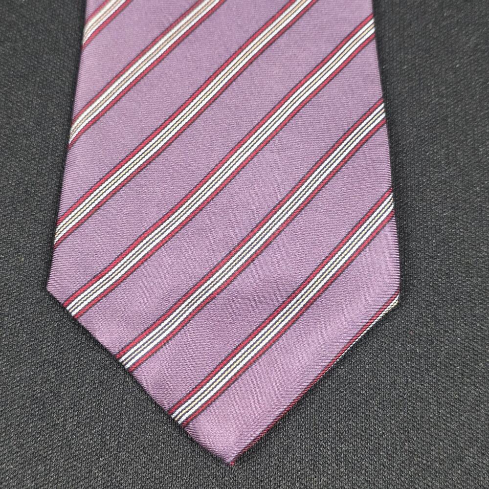 Hennessy Couture Men's Purple Striped 100% Silk Necktie